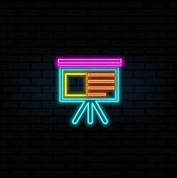 icon presentation with board for business and finance analysis and report. neon style. symbol in a flat color glyph pictogram illustration vector