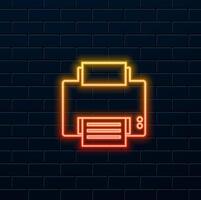 illustration of large inkjet printer plotter for printing. neon style. vector