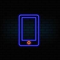 neon style.Simple cell phone icon. Linear symbol, thin outline.Smartphone, mobile phone icon isolated. vector