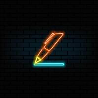 neon style.Pen flat icon for computer, web and mobile app. Pen icon, illustration. Flat design style. Pen icon. vector