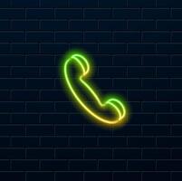 neon style.Contact icon. Mobile phone icon making a loud sound 24 hours a day Anytime service concept. neon. vector