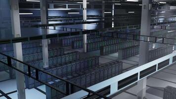 Sombrio dados Centro operativo maciço conjuntos de dados usava dentro máquina Aprendendo processos. servidor Fazenda mainframes operativo computacional hardware dedicada para em processamento ai cargas de trabalho o, caminhões esquerda tiro video