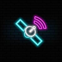 satellite icon glyph color icon.satellite icon. neon style. transmission control protocol standards. global telecommunications network connection. silhouette symbol in space vector