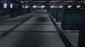 Server racks offering computing resources necessary for blockchain transactions in secure cloud storage. Server clusters managing data needed for cryptocurrency mining and transaction processing video