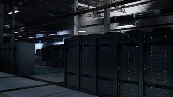 Data center providing infrastructure critical for real time data processing and network virtualization. Supercomputers archiving extensive data for machine learning, 3D rendering video