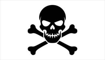 Danger Skull and Crossbones Icon. Isolated on White Background vector
