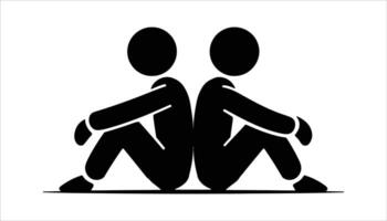 Back to Back Sitters Icon Symbolizing Struggles and Challenges vector