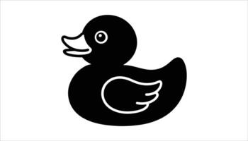 Cute Black Duck Silhouette Icon with Simple Design vector
