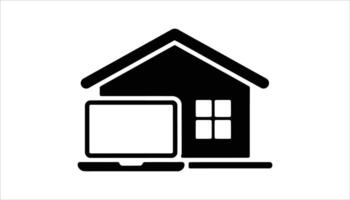 Home Office Workspace with Laptop Icon, Minimalist Design for Remote Work vector