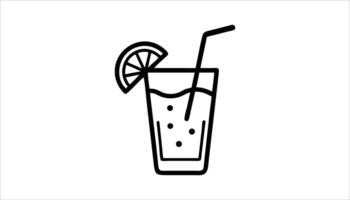 Simple Line Art Drink Cup with Straw, Perfect for Refreshment and Beverage Illustrations vector