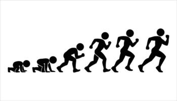 Progression of Movement Silhouette Evolution from Crawl to Sprint vector