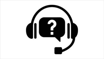 Customer Service Call Center Headset Icon with Question Mark vector