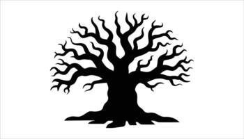 Black Tree with Twisting Branches , Abstract Nature Silhouette Design vector