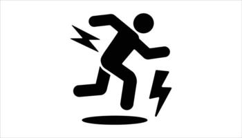Running Icon with Lightning Bolt Symbol Illustration vector