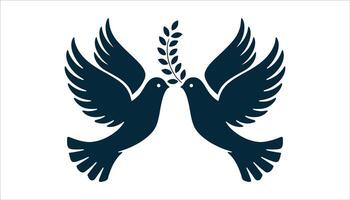 Doves with Olive Branch Symbolizing Peace and Harmony vector