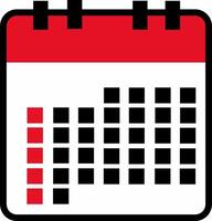 Calendar or appointment schedule flat color design simple black border line icon for apps and websites vector