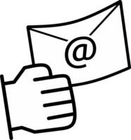 image of a hand receiving an email. Reaching online audience with email marketing campaign, newsletter subscription, sending marketing message via email. Digital email marketing strategy. vector
