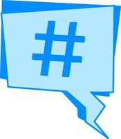 Hashtag blue icon. Reaching online audience with direct message mail marketing campaign, newsletter subscription, sending marketing message via email. Digital email marketing strategy. vector