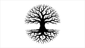 Abstract Black Tree with Roots - Nature, Growth, and Connection Symbol vector