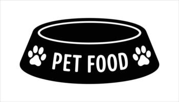 Pet Food Bowl with Paw Print Design for Pets vector