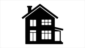 Modern House Silhouette with Windows and Door Design Illustration vector
