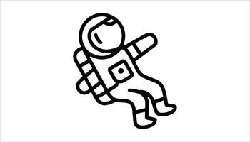 Astronaut Floating in Space Line Drawing Illustration vector