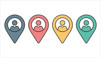 Location Pin Icons with User Avatar Symbols for Maps vector