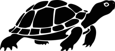 Simple Silhouette of a Turtle, Simple Turtle Icon in Flat Black vector