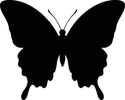 Elegant Black Butterfly Silhouette Against White Background, Refined Black Butterfly on White vector