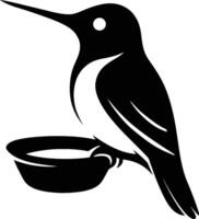 Simple bird on branch , Hummingbird line drawing design vector