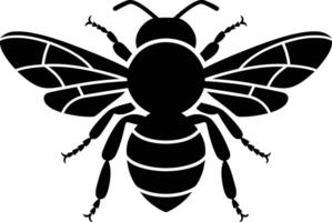 Illustration of a Black Silhouette Bee, Black Bee Graphic in Silhouette Style vector
