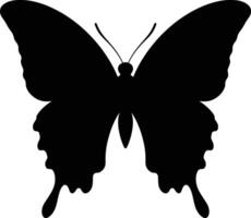 Simple Black Butterfly Silhouette Against White Background, Basic Black Butterfly Silhouette vector