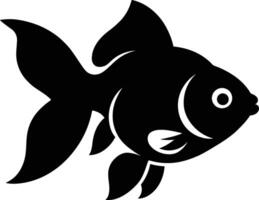 Simple Black Silhouette of a Goldfish, Minimal Goldfish Design vector