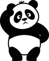 Confused Cartoon Panda Character, Panda with Questioning Expression vector