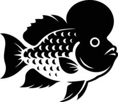Striking Black and White Illustration of a Decorative Fish, Bold Artistic Fish Design vector