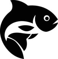 Simple Black Silhouette of a Fish in a Bold Style, Strong Fish Image vector