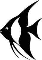 Simple Black and White Silhouette of an Angelfish, Monochrome Angelfish Graphic vector
