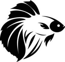 Stylish Black and White Betta Fish Silhouette Design, Monochrome Betta Fish Art vector
