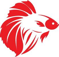 Striking Red Betta Fish Silhouette Design, Bold Red Fish Illustration vector