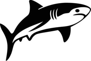 Powerful Shark Silhouette Against a White Background, Dynamic Shark Design Graphic vector