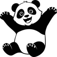 Happy Cartoon Panda with Raised Arms, Cheerful Panda Mascot Character vector
