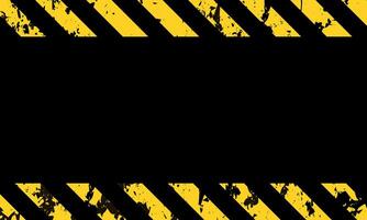 Warning grunge sign yellow stripe lines on black background with copy space. Blank retro warning sign. vector