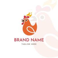 A chicken logo design with a red and orange color vector
