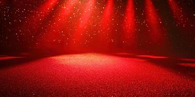 Red carpet with spotlight and stars photo