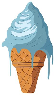 Blue Ice Cream Cone Illustration