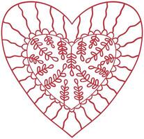 Intricate Heart Illustration with Leaf Patterns sticker, vector