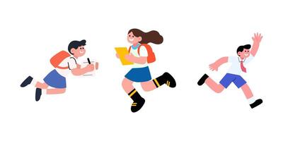 Three people running and jumping in different poses vector