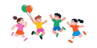 Children running with balloons vector