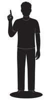 Black silhouette of man pointing upward for attention or idea generation graphic design element stock vector