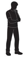 Silhouette illustration of a man thinking isolated on white background for design and creative use vector